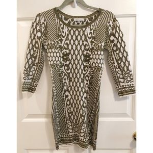 Gold Embroidered Form Fitting Dress